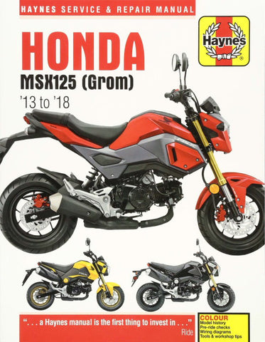 TBparts GROM 125 MSX125 Haynes Service and Repair Manual – Grom 13-18 (Monkey 125 engine)