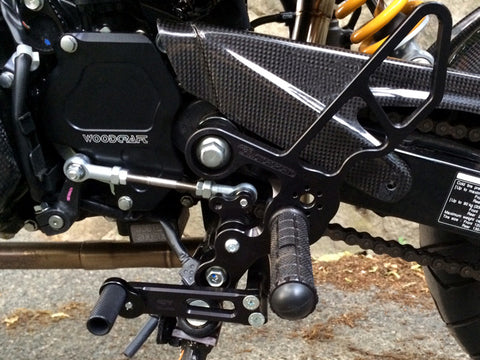 Woodcraft Grom Full Rearset Kit, Standard Shift W/Pedals Black: Honda