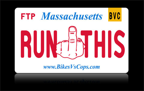 Bikes vs Cops License Plate: Massachusetts
