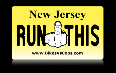 Bikes vs Cops License Plate: New Jersey