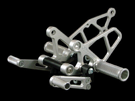 Woodcraft EX250 '88-07 Rearset Kit Complete W/Pedals Silver: Kawasaki