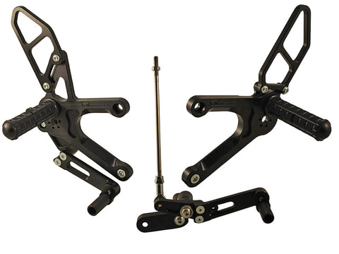 Woodcraft CBR500R 2013-2015 Complete Adjustable Rearset Kit w/Pedals GP Shift Black: Honda
