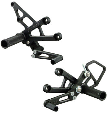 Woodcraft CBR1000RR '08+ Complete Rearset Kit W/Pedals Black: Honda