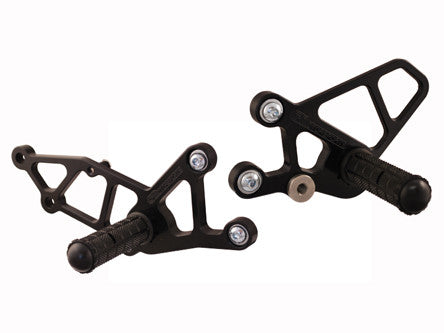 Woodcraft Rearset Kit Black Eccentric Adjustable Rearset: Kawasaki