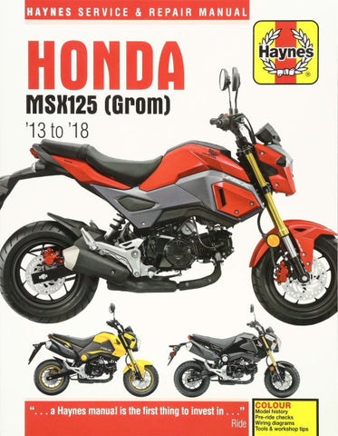 TBparts GROM 125 MSX125 Haynes Service and Repair Manual – Grom 13-18 (Monkey 125 engine)