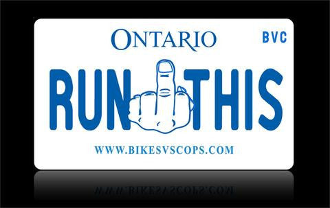 Bikes vs Cops License Plate: Ontario